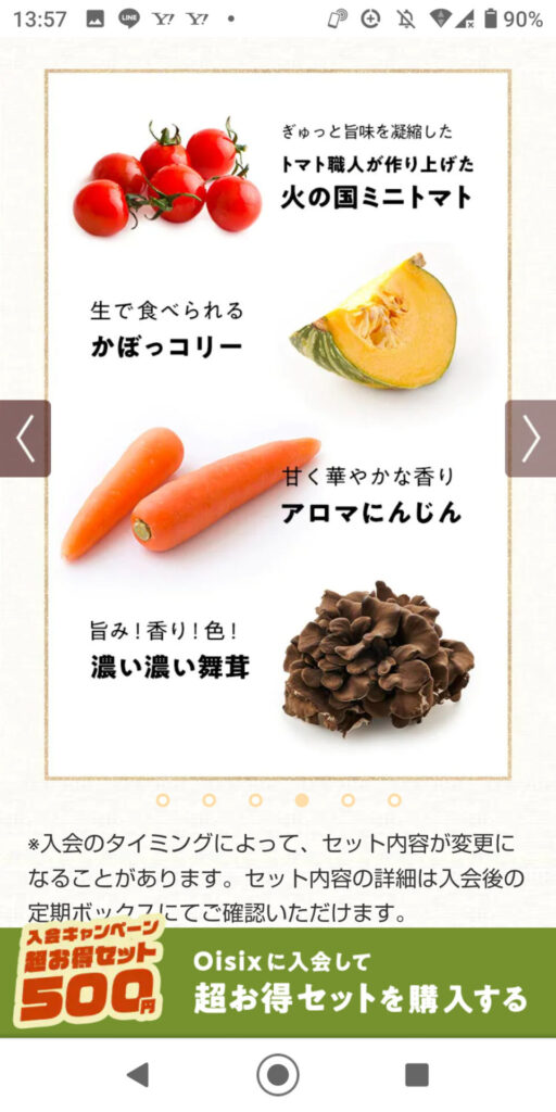 オイシックスおためしセット500円野菜
